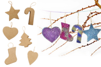 Ornements de Noël en carton - Set de 6 - Suspensions et boules de Noël - 10doigts.fr
