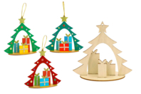 Suspensions sapin en bois - 4 pièces - Supports de Noël à décorer - 10doigts.fr