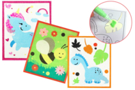 Cartes à sabler thème animaux au choix - 6 cartes - Sable coloré - 10doigts.fr