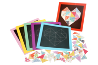 Kit tableaux cœurs, effet patchwork - 6 tableaux - Kits créatifs en Papier - 10doigts.fr