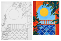 Toile imprimée à peindre - Balcon au soleil maroc - Peinture aux numéros : découvrez l'art du tableau numéroté pour tous - 10doigts.fr