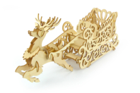 Maquette traineau et renne en bois à monter - Décorations de Noël en bois - 10doigts.fr