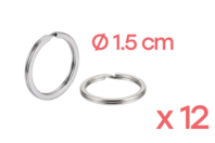 Anneaux brisés Ø 1,5 cm - 12 pièces - Porte-clés - 10doigts.fr