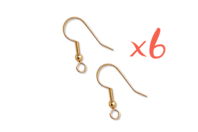Crochets d'oreilles dorées - Lot de 6 - Boucles d'oreilles - 10doigts.fr