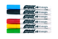 Marqueurs peinture - 6 couleurs de base : rouge, jaune, bleu clair, vert clair, blanc, noir  - Peinture verre et faïence - 10doigts.fr