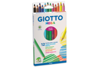 Maxi crayons de couleur GIOTTO Méga - 12 crayons - Crayons de couleurs - 10doigts.fr