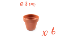 Pots en terre cuite Ø 3 cm - Hauteur 3 cm - 6 pots - Supports en céramique à décorer - 10doigts.fr