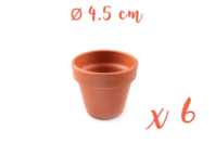 Pots en terre cuite Ø 4,5 cm - Hauteur 4 cm - 6 pots - Supports en céramique à décorer - 10doigts.fr