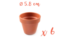 Pots en terre cuite Ø 5.8 cm - Hauteur 5 cm - 6 pots - Supports en céramique à décorer - 10doigts.fr