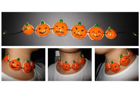 Collier citrouilles ras du cou - Fimo, Cernit - 10doigts.fr