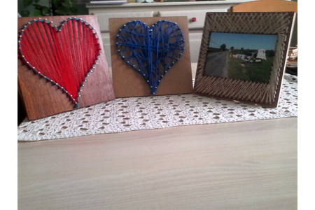 Tableau à fil et tableau à fil porte photo - Déco du bois - 10doigts.fr