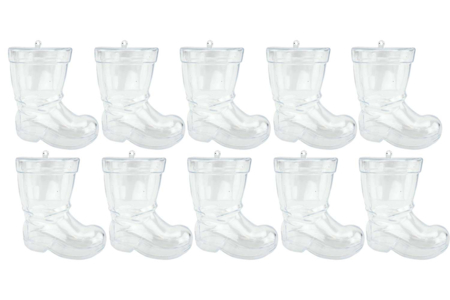 Bottes en plastique transparent - 10 pièces - Suspensions et boules de Noël – 10doigts.fr