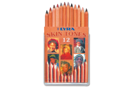 LYRA 12 maxi crayons couleurs de peaux - 10doigts.fr