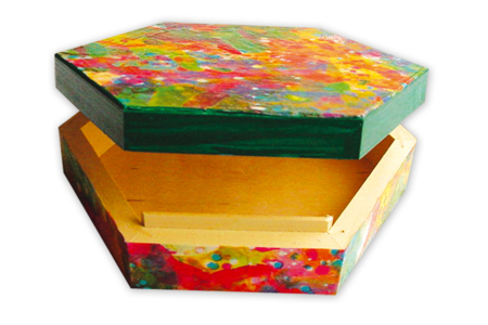 Boîte hexagonale en bois - 16 x 14 cm - Boîtes en bois – 10doigts.fr