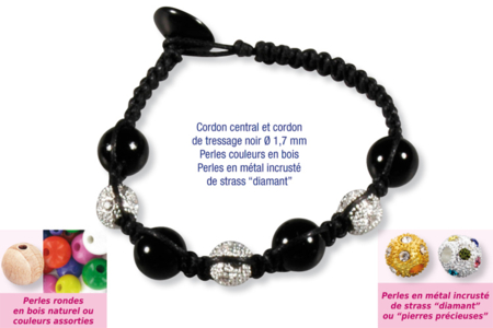 Shamballas... avec perles en bois + perles métal avec strass diamant - Bracelets – 10doigts.fr