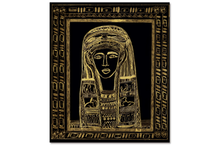 Set de 4 cartes à gratter face noire fond Or + 1 grattoir en bois - 10doigts.fr