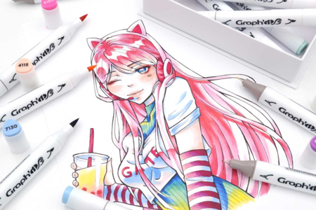 12 marqueurs Graph'it Manga Shojo - Feutres à alcool : des couleurs intenses et des dégradés sans traces – 10doigts.fr