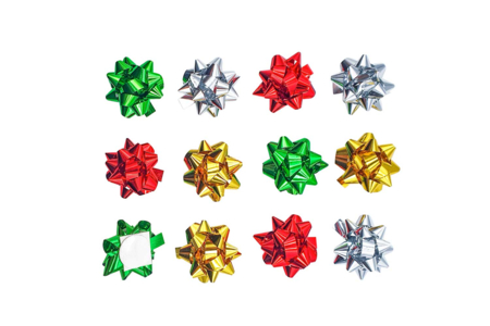 12 nœuds étoiles en bolduc métallisé - Rubans cadeaux – 10doigts.fr
