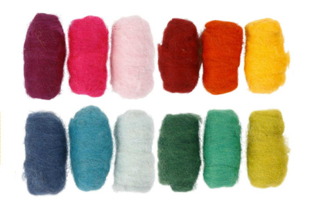 12 Pelotes de Laine Cardée - Feutrage - Arts plastiques – 10doigts.fr