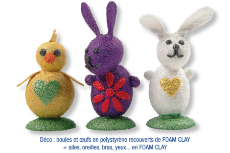 Lapins et poussin de Pâques en FOAM CLAY - Tutos Modelage – 10doigts.fr