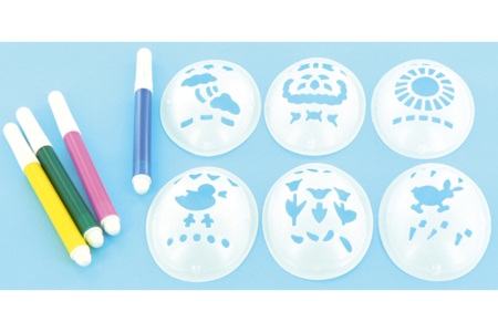 Set de 6 pochoirs assortis pour décorer des oeufs + 4 marqueurs en cadeau - 10doigts.fr