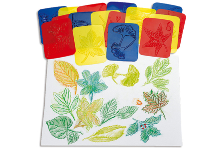 Set de 16 plaques relief motifs feuilles - 10doigts.fr