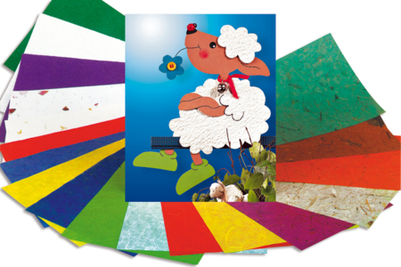 Set de 18 feuilles de papiers artisanaux assortis - 10doigts.fr