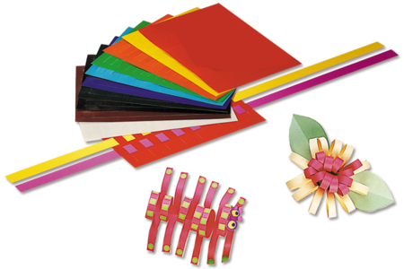 Set de 20 feuilles prédécoupés à tresser, couleurs assorties - 10doigts.fr