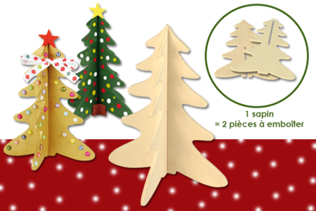 Sapin à emboîter en bois naturel - Objets en bois Noël – 10doigts.fr