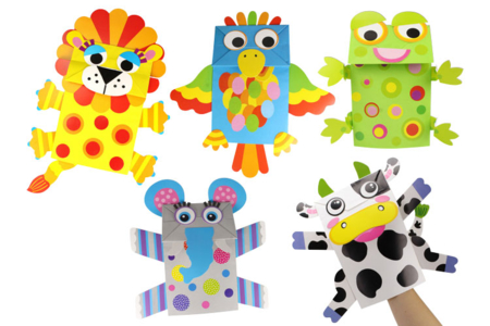 Kit 5 Marionnettes animaux  - Kits clés en main – 10doigts.fr