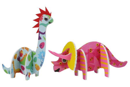 Dinosaures 3D en carton mousse à décorer - Set de 4 - Supports blancs – 10doigts.fr
