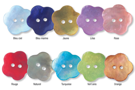 Set de boutons fleur en nacre naturelle - 10doigts.fr