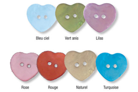 Set de boutons coeurs en nacre naturelle  - 10doigts.fr