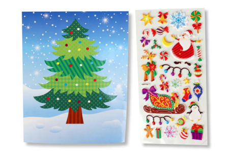 Cartes de Noël +  stickers - 2 cartes - Gommettes et stickers Noël – 10doigts.fr