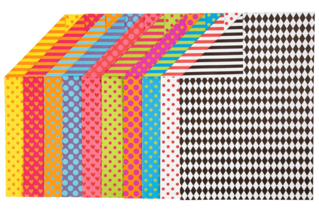 Papiers motifs géométriques - 20 feuilles imprimées - Papiers motifs géométriques – 10doigts.fr