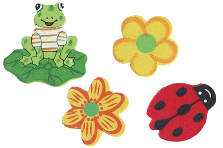 Set de 12 ou 72 motifs Nature, en bois décoré - 10doigts.fr