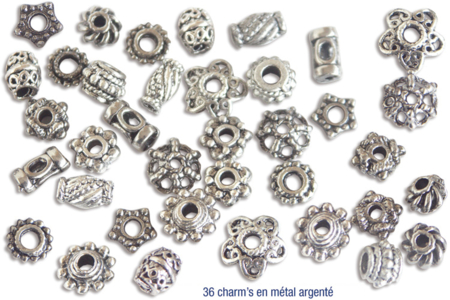 Perles charm's intercalaires argent vieilli - 36 perles - Perles intercalaires – 10doigts.fr