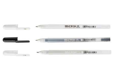3 Stylos Gel Sakura Gelly Roll — Noir Blanc et Pailleté - Feutres calibrés et fineliners pour le dessin de précision – 10doigts.fr