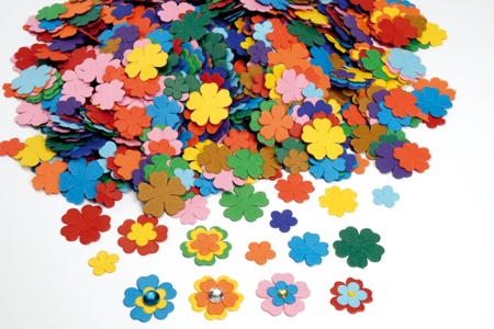 Fleurs en papier carte légère - 3000 pièces - Fleurs et feuilles décoratives – 10doigts.fr