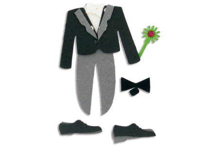 Set de 4 stickers 3D Tenue de marié - 10doigts.fr