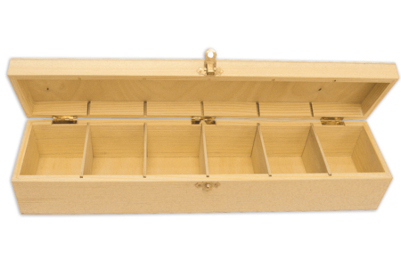 Boîte en bois, 6 casiers - 43,5 x 10 cm - Boîtes en bois – 10doigts.fr