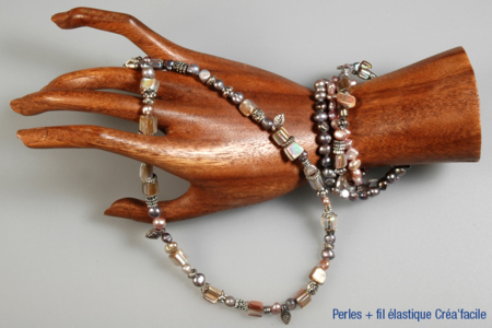 Set de perles, perles chips ou perles bâtonnets en nacre à reflets irisés - 10doigts.fr