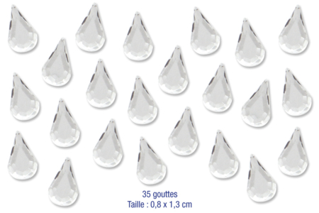 Set de 35 strass cristal gouttes 0,8 x 1,3 cm - 10doigts.fr