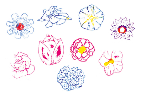 Set de 16 plaques relief Fleurs - 10doigts.fr