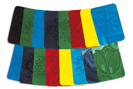 Set de 16 plaques relief Fleurs - 10doigts.fr