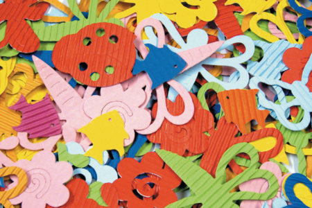 Set de 250 motifs Printemps pré-découpés en carton ondulé - 10doigts.fr