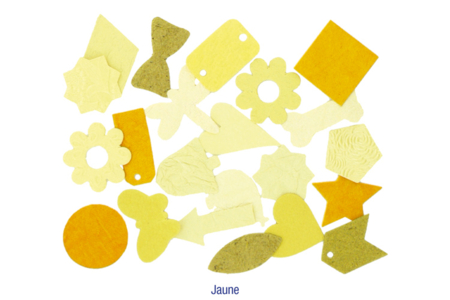 Set d'environ 100 papiers artisanaux indiens fantaisie, en camaïeu jaune - 10doigts.fr