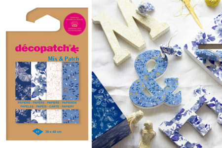 Decopatch Mix - 4 feuilles "nuances de bleus" - Papiers Décopatch – 10doigts.fr