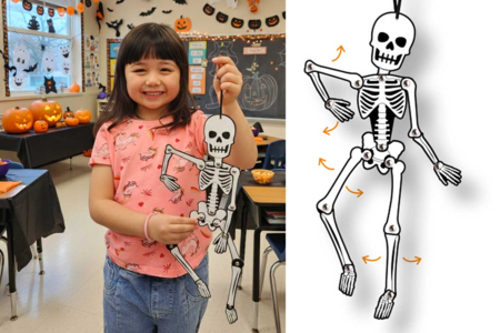 4 Mobiles squelette articulé - Kits créatifs Halloween – 10doigts.fr