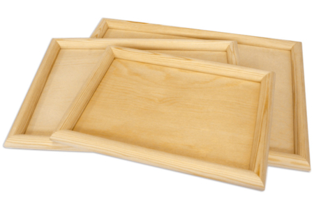 Set de 3 plateaux à bords arrondis, en bois - 10doigts.fr
